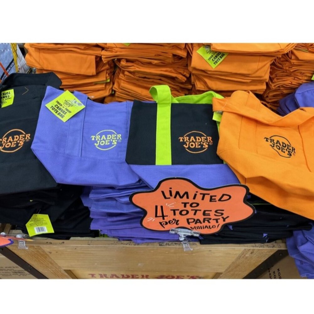 ALL 4 New Trader Joe’s Halloween Mini Canvas Tote Lunch Bag *Limited*